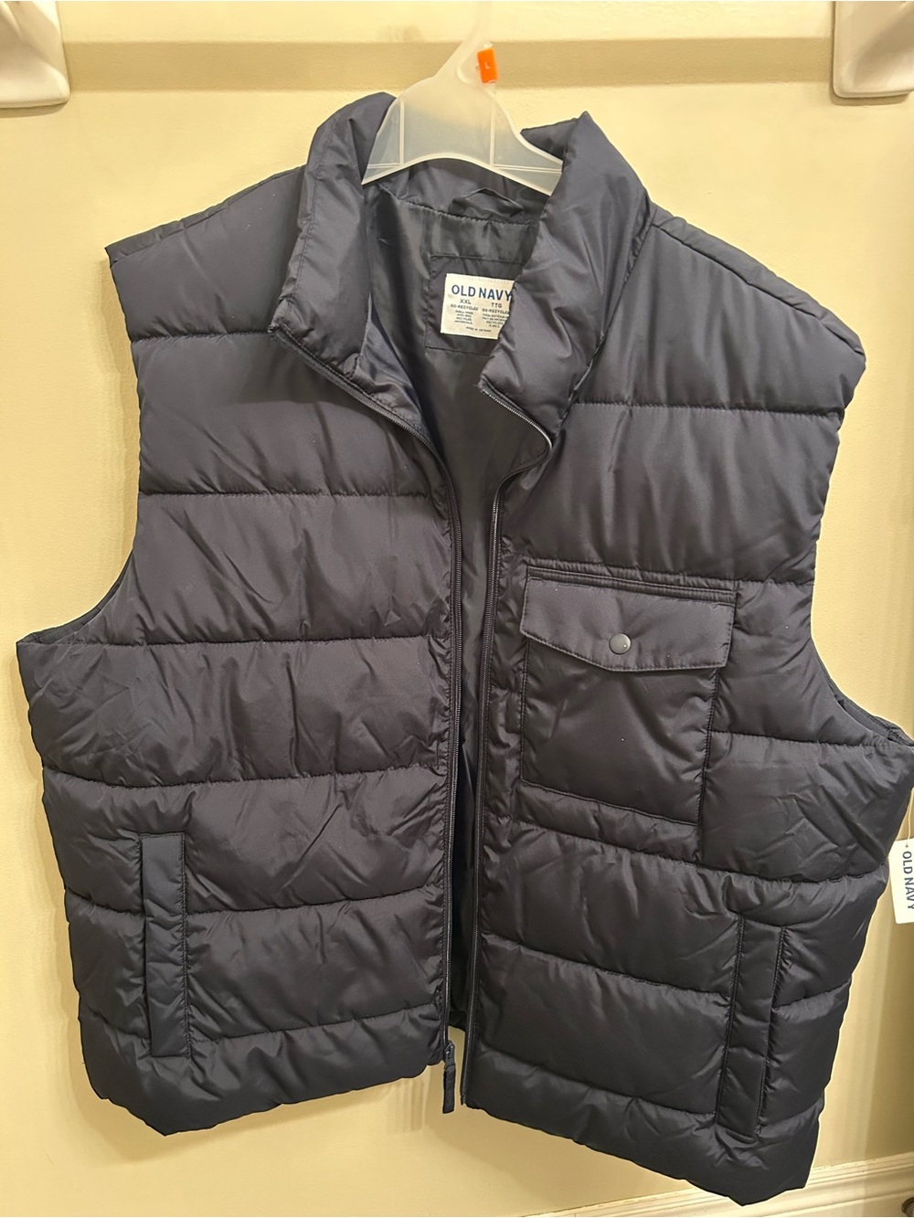 Old Navy Men's Dark Blue Quilted Puffer Vest